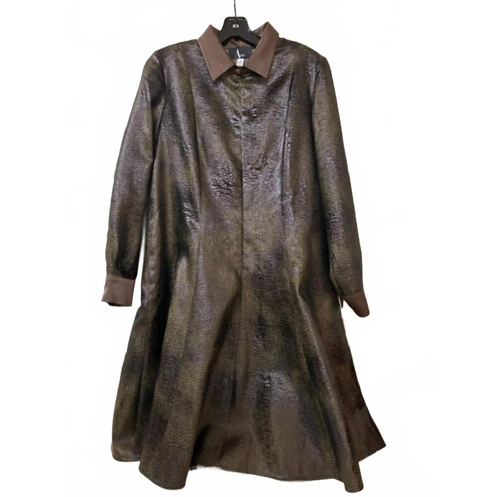 NEW ALGO women's long sleeve midi dress in green/black/brown